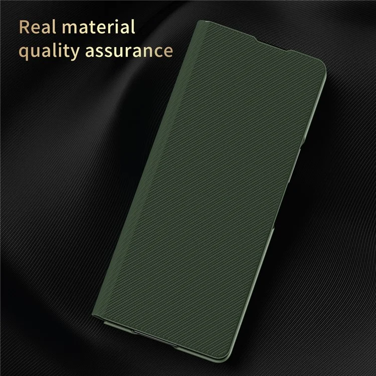 PU Leather Coated PC Case with Kevlar Carbon Fiber Texture for Samsung Galaxy Z Fold2 5G - Green