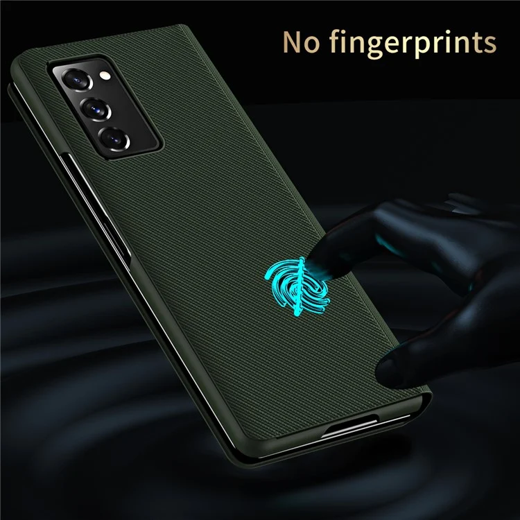 PU Leather Coated PC Case with Kevlar Carbon Fiber Texture for Samsung Galaxy Z Fold2 5G - Green