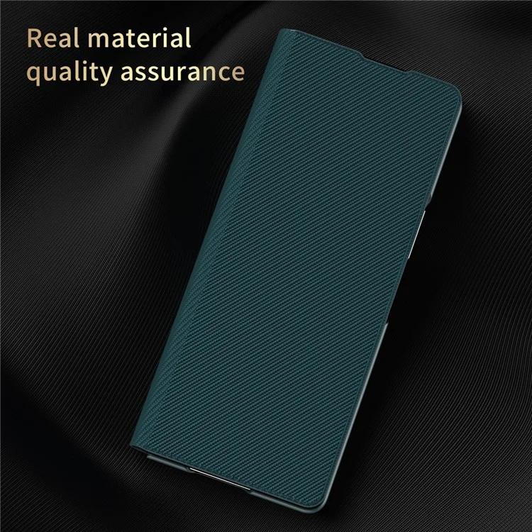 PU Leather Coated PC Case with Kevlar Carbon Fiber Texture for Samsung Galaxy Z Fold2 5G - Brown