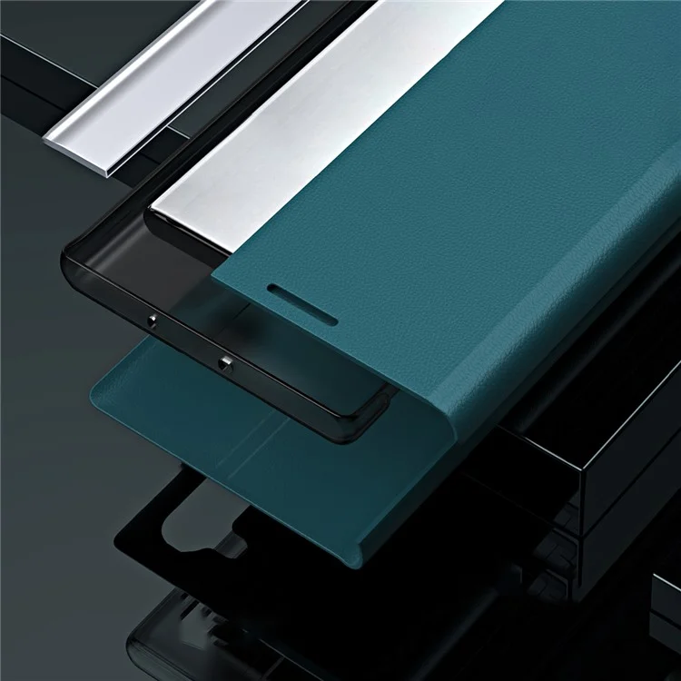 Light Slim Anti-drop PU Leather Phone Cover with Stand for Samsung Galaxy S22 Ultra 5G - Green