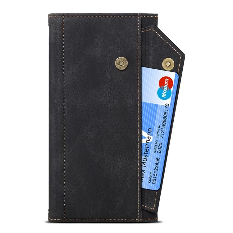 Kratzfeste Wallet Design Telefon Flip Case Drop-proof Zip-Tasche Telefonhülle mit Ständer für Samsung Galaxy S22 Ultra 5G - Schwarz