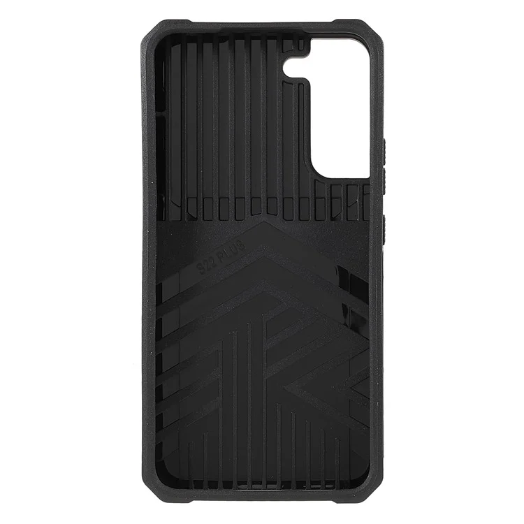 PC + Funda de teléfono TPU 2 en 1 Diseño Soporte para tarjetas y Slider de cámara con placa metálica magnética incorporada + Soporte para Samsung Galaxy S22+ 5G - Negro