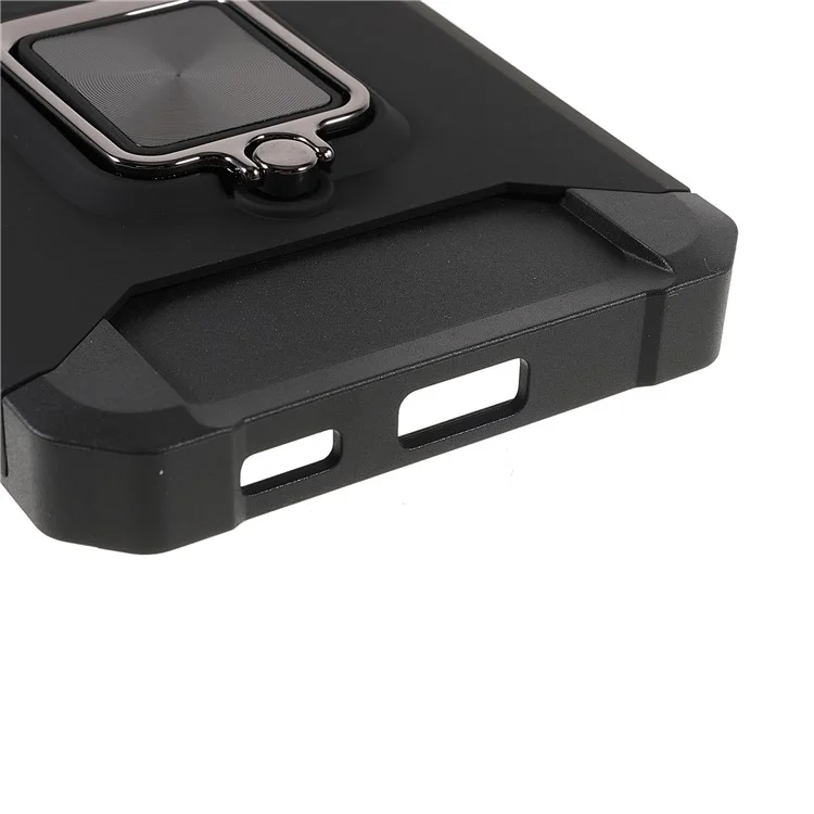 PC + Funda de teléfono TPU 2 en 1 Diseño Soporte para tarjetas y Slider de cámara con placa metálica magnética incorporada + Soporte para Samsung Galaxy S22+ 5G - Negro