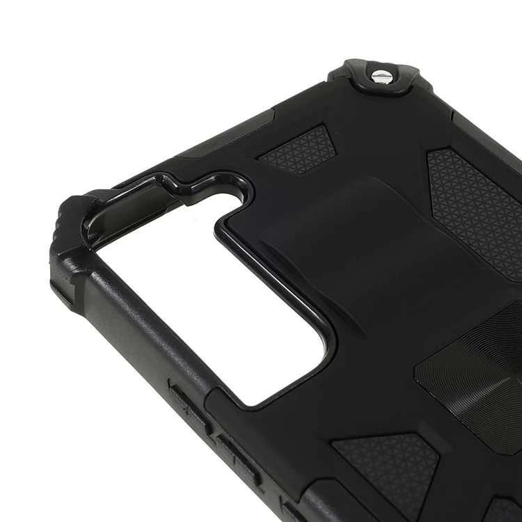 Dual Layer Soft Flexible TPU and Hard PC Cover Anti-Slip Protective Phone Case with Kickstand for Samsung Galaxy S22+ 5G - Black