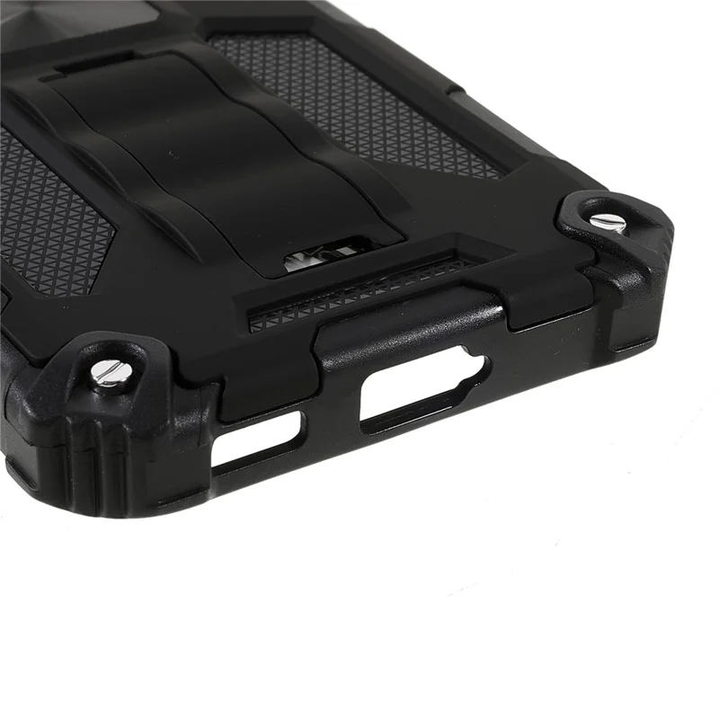 Car Mount Kickstand Dual Layer Shock-Absorption PC+TPU Armor Protective Phone Case for Samsung Galaxy S22 5G 5G - Black