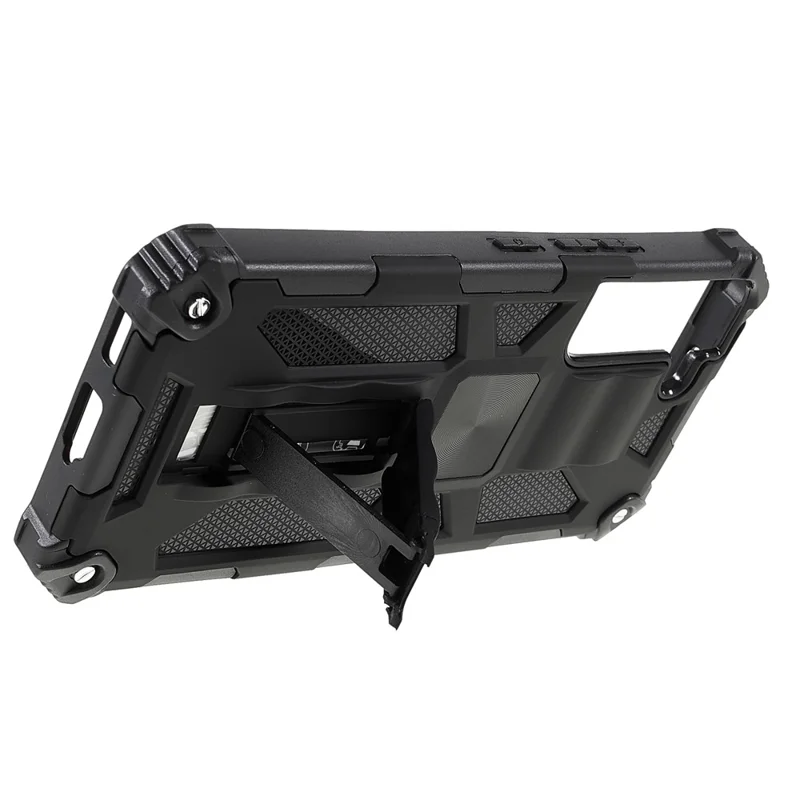 Car Mount Kickstand Dual Layer Shock-Absorption PC+TPU Armor Protective Phone Case for Samsung Galaxy S22 5G 5G - Black