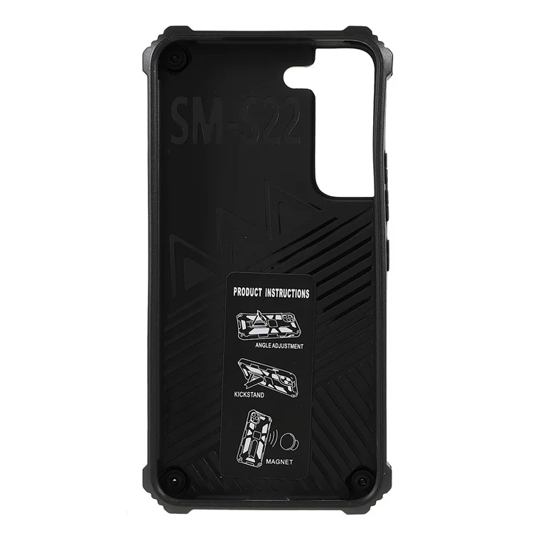 Car Mount Kickstand Dual Layer Shock-Absorption PC+TPU Armor Protective Phone Case for Samsung Galaxy S22 5G 5G - Blue
