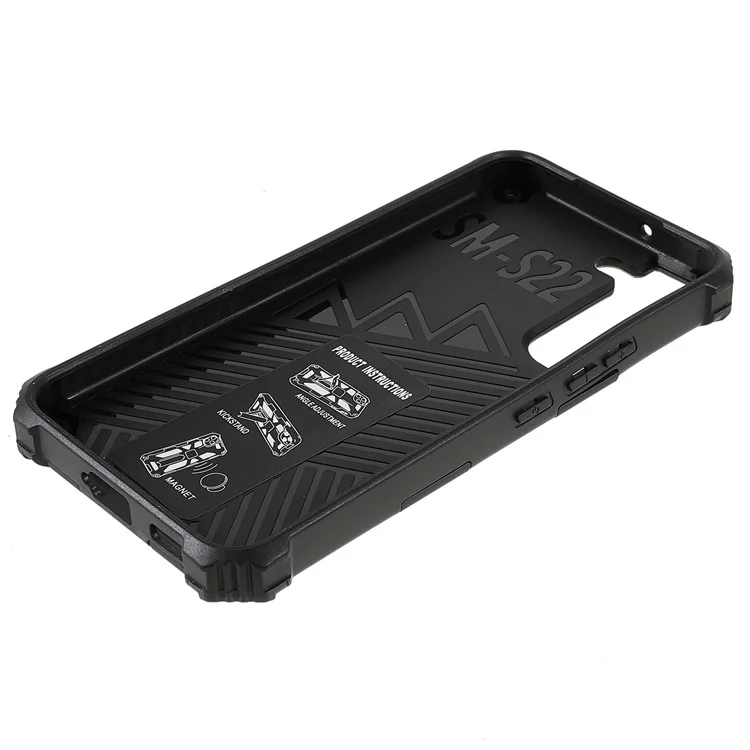 Car Mount Kickstand Dual Layer Shock-Absorption PC+TPU Armor Protective Phone Case for Samsung Galaxy S22 5G 5G - Blue