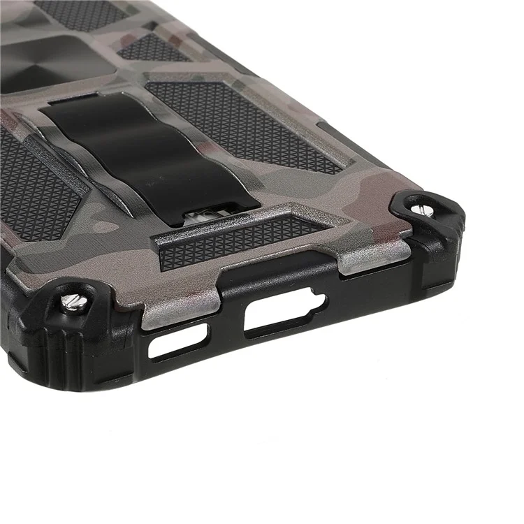 Hybrid PC+TPU Camouflage Cover con Supporto per Samsung Galaxy S22+ 5G - Verde Militare