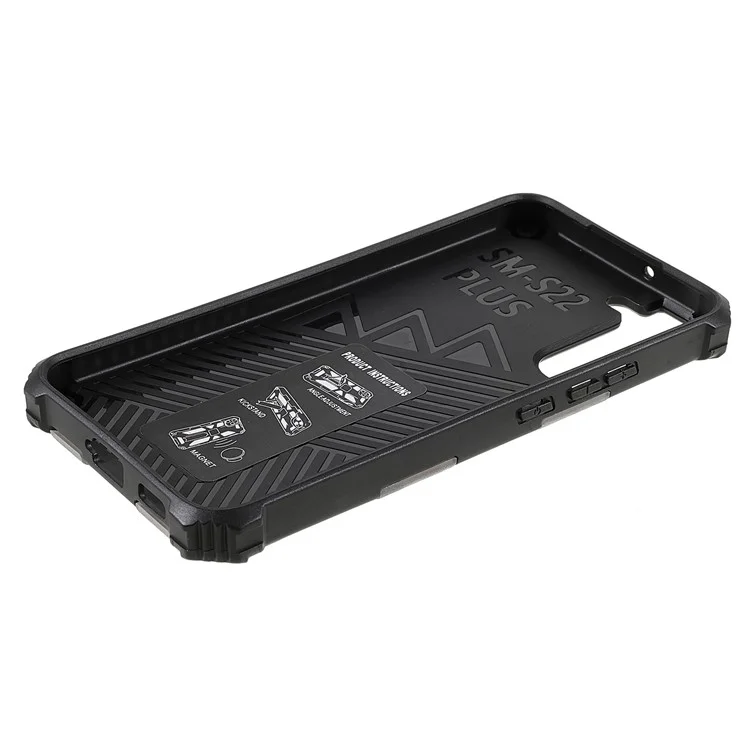 Hybrid PC+TPU Camouflage Cover con Supporto per Samsung Galaxy S22+ 5G - Verde Militare