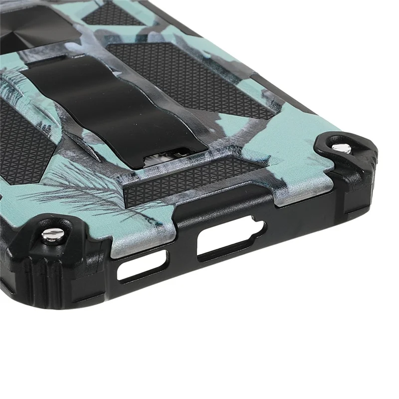 Military Grade Armor Hybrid PC+TPU Shockproof Camouflage Cover with Kickstand for Samsung Galaxy S22+ 5G - Mint Green