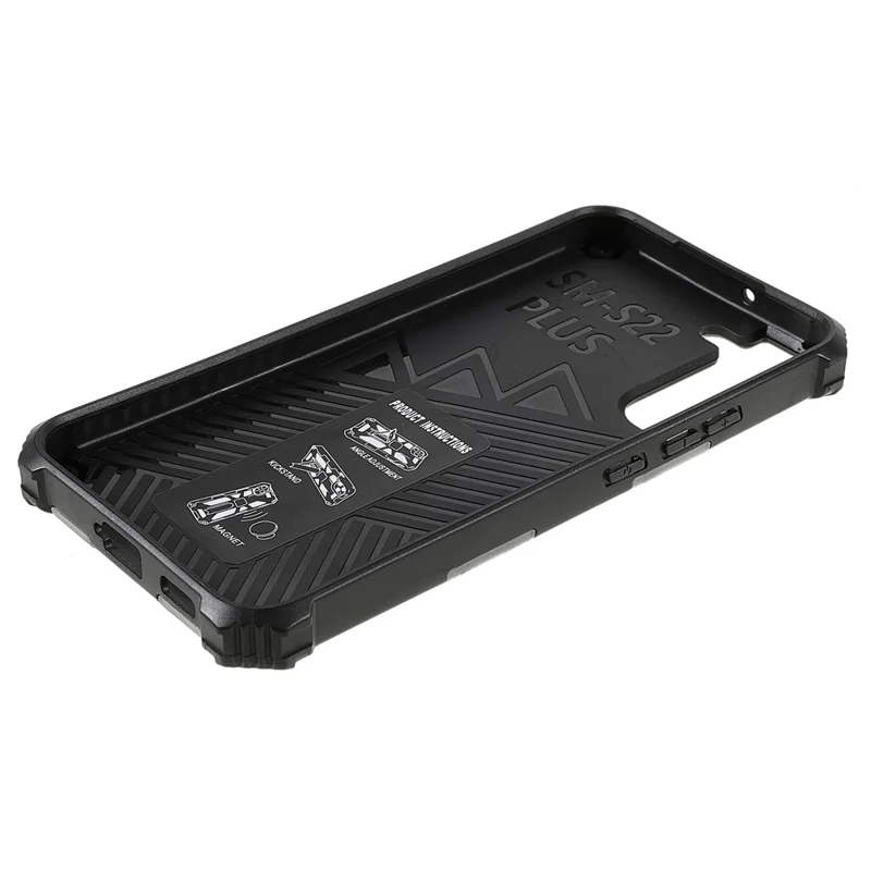 Military Grade Armor Hybrid PC+TPU Shockproof Camouflage Cover with Kickstand for Samsung Galaxy S22+ 5G - Mint Green