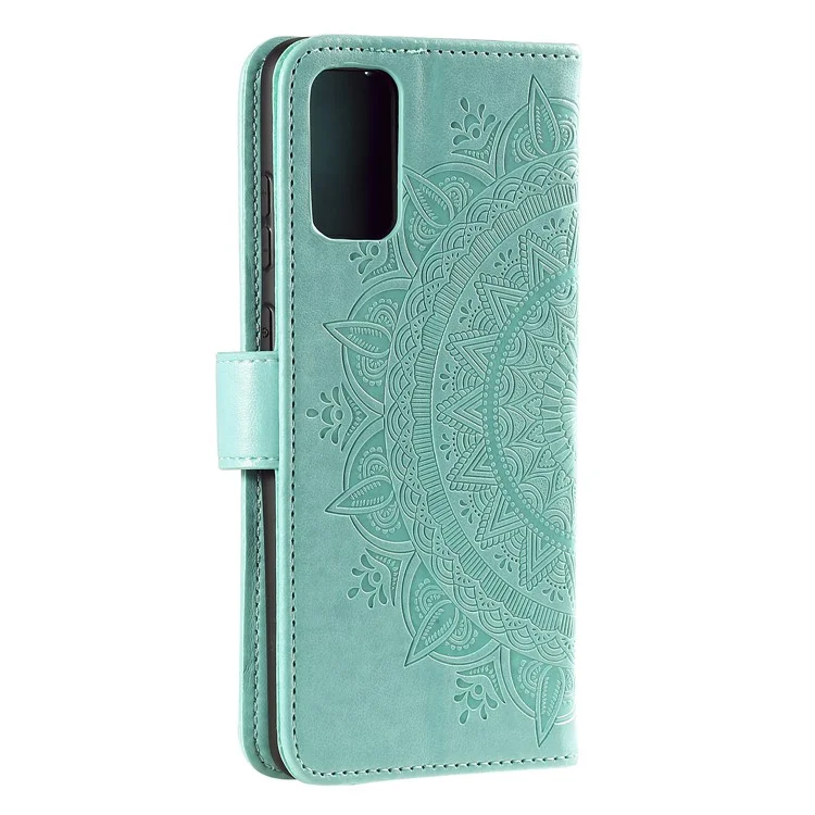 Scratch-resistant Imprinted Mandala Flower PU Leather Wallet Stand Phone Flip Cover Case for Samsung Galaxy A53 5G - Green