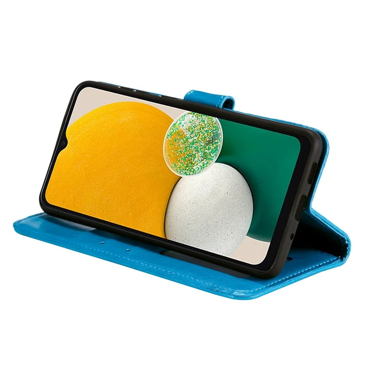 Para Samsung Galaxy A13 4G a prueba de golpes Cartera Diseño de pie Impreso Mandala Flor PU Cuero Funda Flip Telefónico - Azul