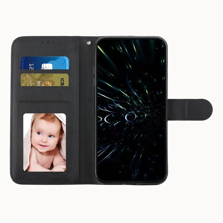 PU Stand Stand Recurso Capa de Pele de Pele de Chega Com Sutra Para Samsung Galaxy S22 Ultra 5G - Preto