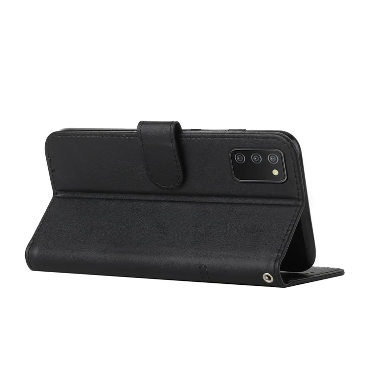 Lignes De Couture Multifonctions Résistantes Aux Éclaboussures Design Coffre De Téléphone En Cuir PU Couvercle De Téléphone Mobile Portefeuille De Stand Pour Samsung Galaxy A03S (166,5 X 75,98 X 9.14mm) - Le Noir