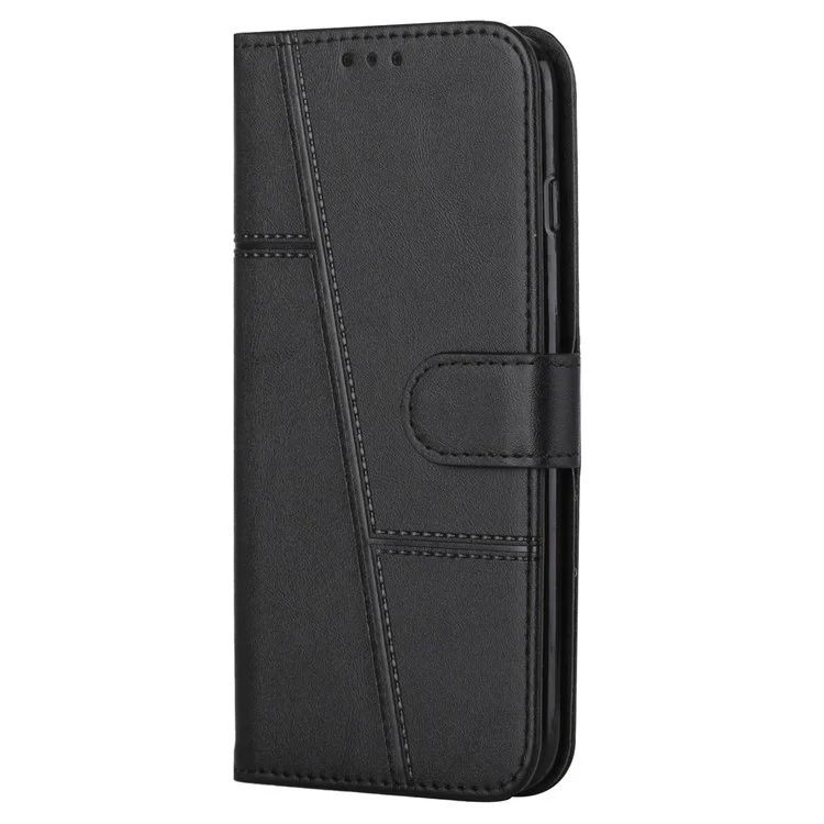 Lignes De Couture Multifonctions Résistantes Aux Éclaboussures Design Coffre De Téléphone En Cuir PU Couvercle De Téléphone Mobile Portefeuille De Stand Pour Samsung Galaxy A03S (166,5 X 75,98 X 9.14mm) - Le Noir