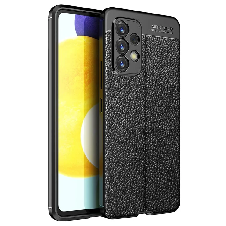 Litchi Texture Flexible TPU Slim Fashion Non-Slip Protective Phone Case für Samsung Galaxy A53 - Schwarz