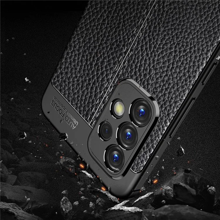 Litchi Texture Flexible TPU Slim Fashion Non-Slip Protective Phone Case für Samsung Galaxy A53 - Schwarz
