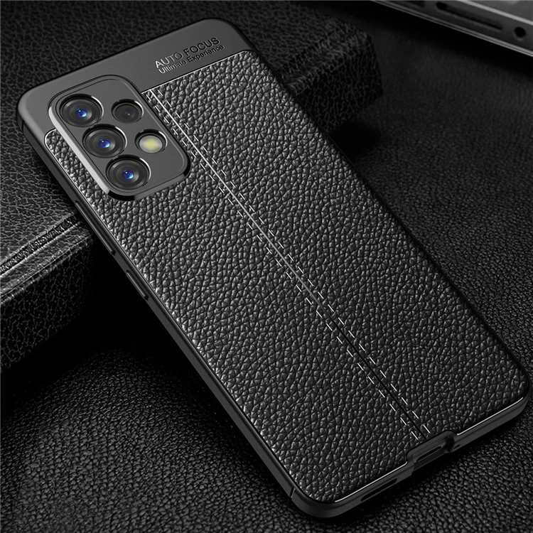 Litchi Texture Flexible TPU Slim Fashion Non-Slip Protective Phone Case für Samsung Galaxy A53 - Schwarz