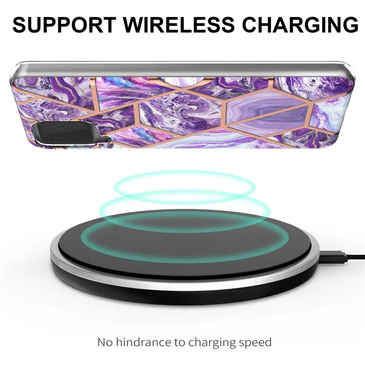 Capa de Telefone TPU Eletrolítica 2.0mm Espessura Impressão Padrão de Mármore Anti-Arranhão IMD Capa de Telefone Suave para Samsung Galaxy A22 4G (Versão UE) / M32 (Versão Global) - Roxo Escuro