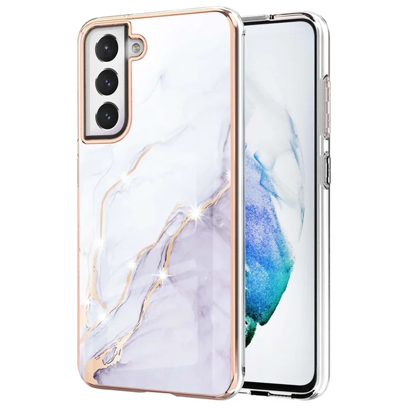 Fashion Marble Pattern IMD Shockproof Anti-Fall TPU Back Shell for Samsung Galaxy S21 FE 5G - White 006
