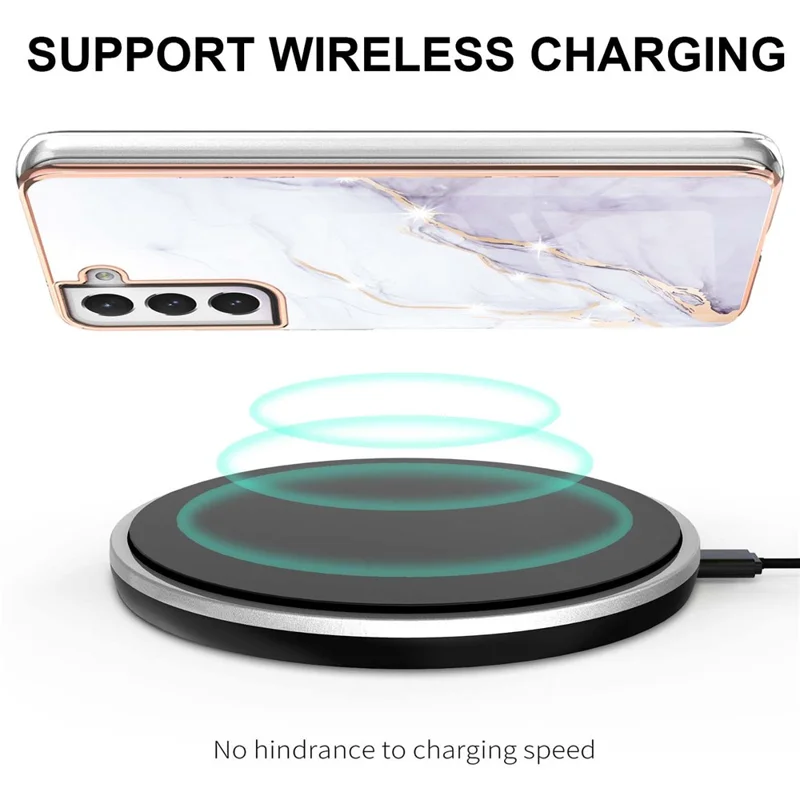 Fashion Marble Pattern IMD Shockproof Anti-Fall TPU Back Shell for Samsung Galaxy S21 FE 5G - White 006