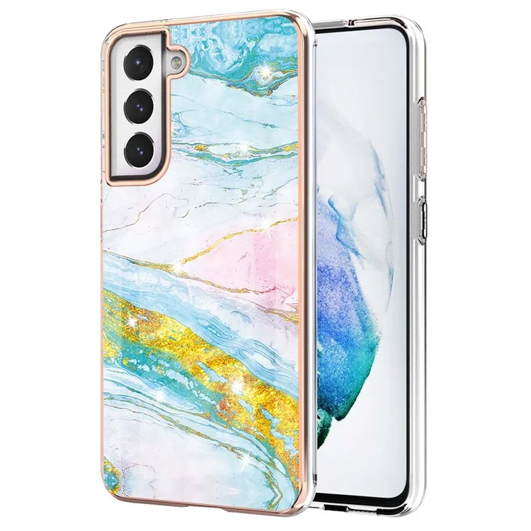 Fashion Marble Pattern IMD Shockproof Anti-Fall TPU Back Shell for Samsung Galaxy S21 FE 5G - Verde 004