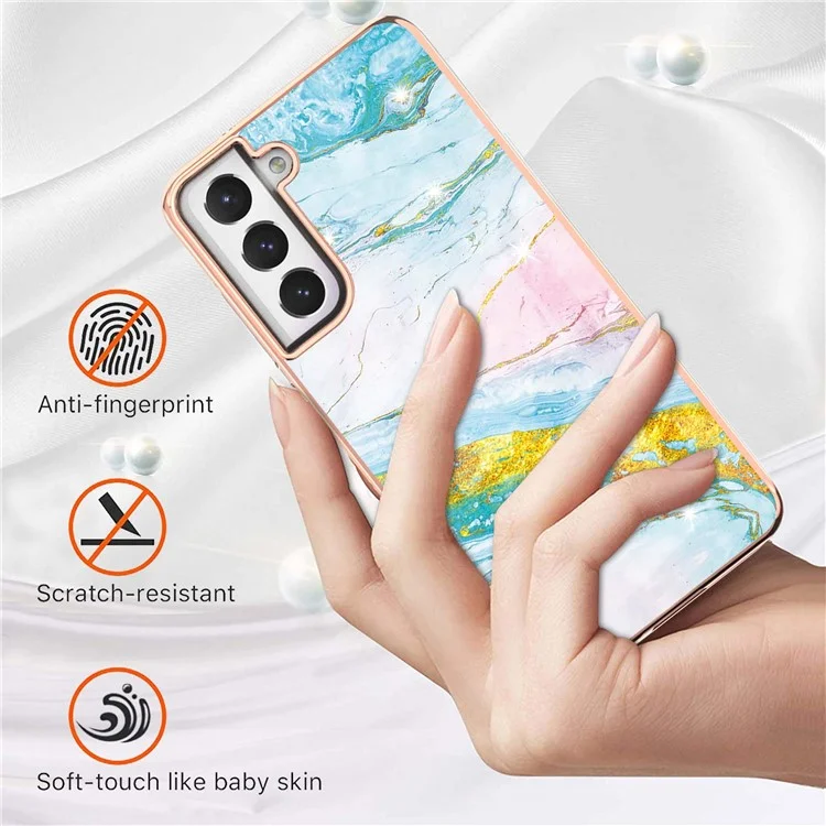 Fashion Marble Pattern IMD Shockproof Anti-Fall TPU Back Shell for Samsung Galaxy S21 FE 5G - Verde 004