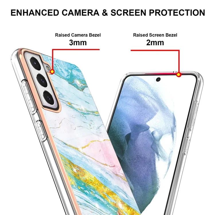 Fashion Marble Pattern IMD Shockproof Anti-Fall TPU Back Shell for Samsung Galaxy S21 FE 5G - Verde 004