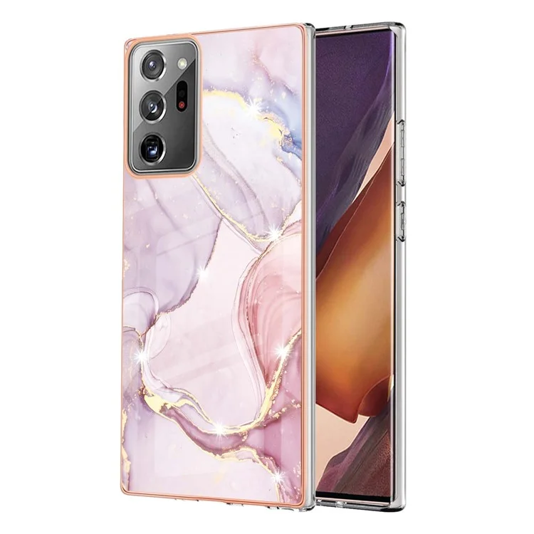 Étui de protection en TPU flexible et antichoc IMD avec motif marbre pour Samsung Galaxy Note20 Ultra/Note20 Ultra 5G - Rose Gold 005