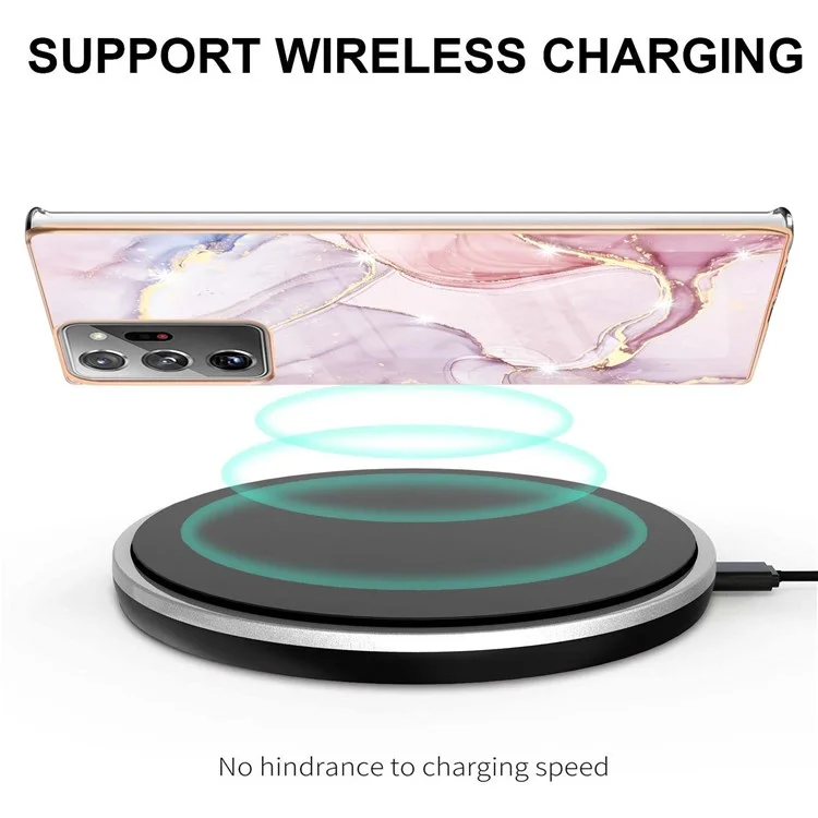 Étui de protection en TPU flexible et antichoc IMD avec motif marbre pour Samsung Galaxy Note20 Ultra/Note20 Ultra 5G - Rose Gold 005