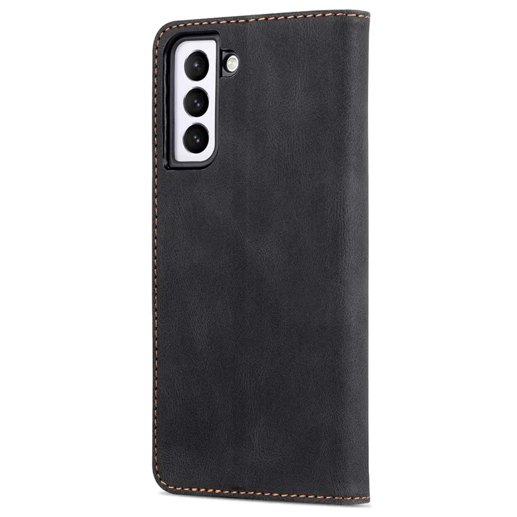 Azns PU Cover Stand Stand Wallet Flip Flip Phone Case Protector Para Samsung Galaxy S22+ 5G - Preto