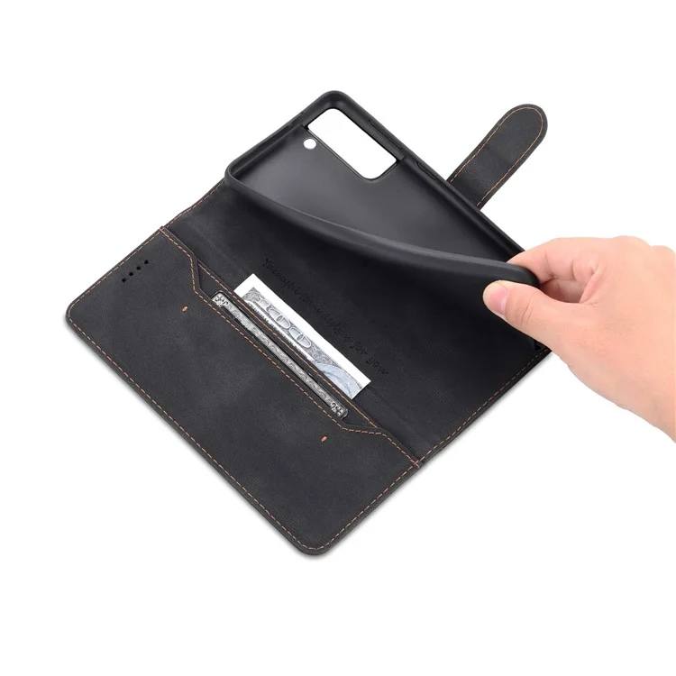 Azns PU Cover Stand Stand Wallet Flip Flip Phone Case Protector Para Samsung Galaxy S22+ 5G - Preto