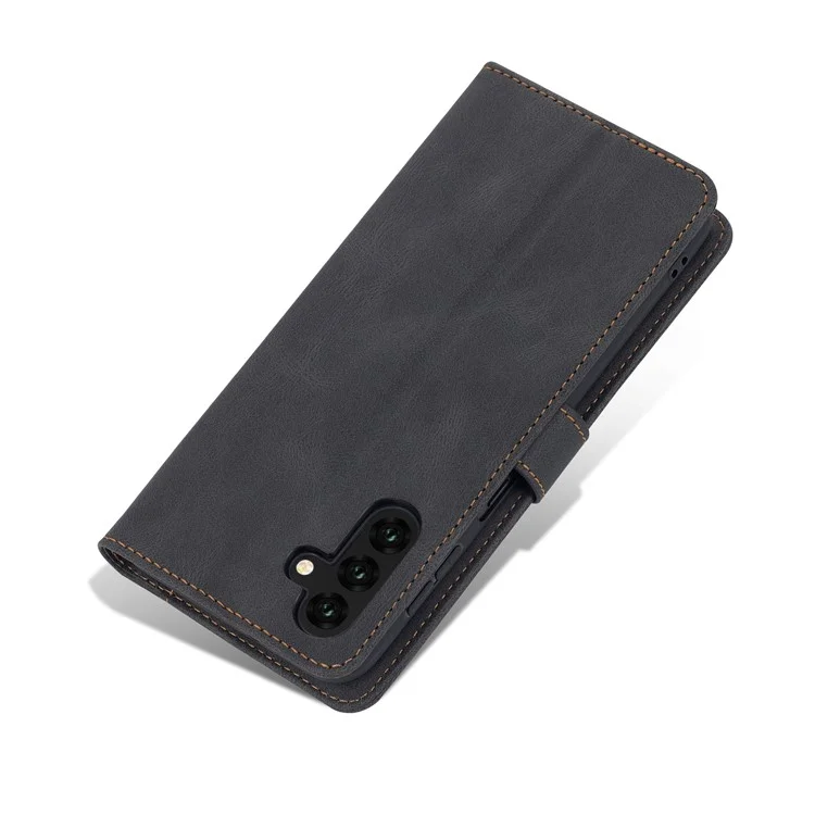 AZNS Shockproof PU Leather + TPU Magnetic Clasp Stand Wallet Phone Case Cover for Samsung Galaxy A13 5G / A04s 4G (164.7 x 76.7 x 9.1 mm) - Black