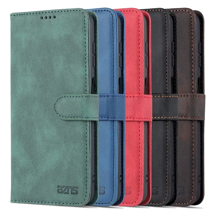 AZNS Shockproof PU Leather + TPU Magnetic Clasp Stand Wallet Phone Case Cover for Samsung Galaxy A13 5G / A04s 4G (164.7 x 76.7 x 9.1 mm) - Black