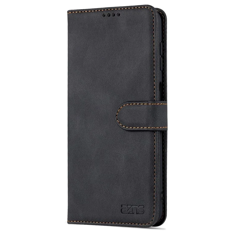 AZNS Shockproof PU Leather + TPU Magnetic Clasp Stand Wallet Phone Case Cover for Samsung Galaxy A13 5G / A04s 4G (164.7 x 76.7 x 9.1 mm) - Black