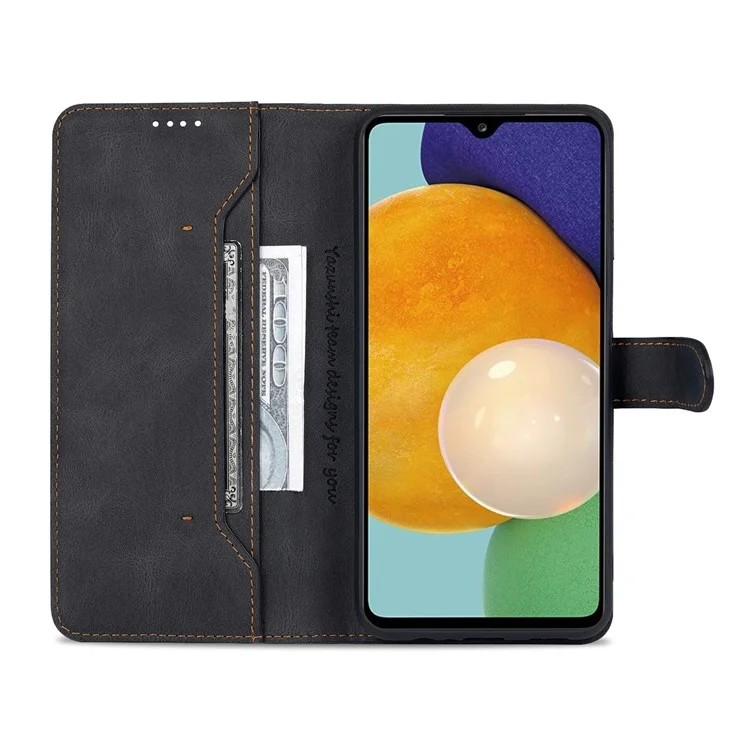 AZNS Shockproof PU Leather + TPU Magnetic Clasp Stand Wallet Phone Case Cover for Samsung Galaxy A13 5G / A04s 4G (164.7 x 76.7 x 9.1 mm) - Black