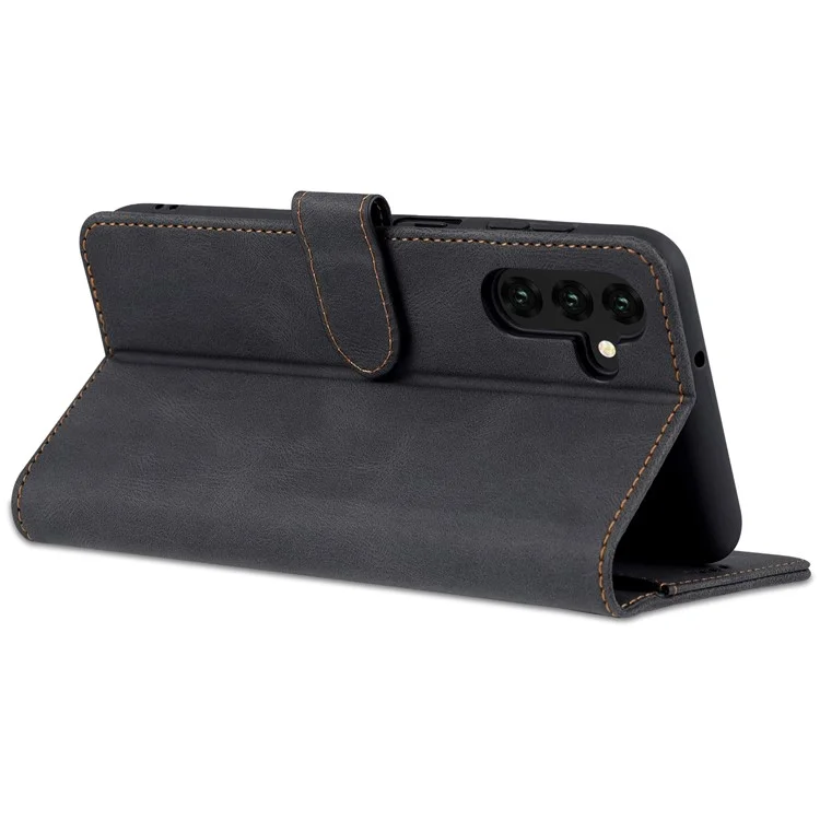 AZNS Shockproof PU Leather + TPU Magnetic Clasp Stand Wallet Phone Case Cover for Samsung Galaxy A13 5G / A04s 4G (164.7 x 76.7 x 9.1 mm) - Black