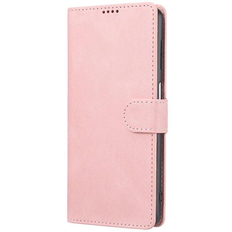 Classic Style PU Leather Flip Folio Case Wallet Stand Magnetic Protective Cover with Strap for Samsung Galaxy A22 4G (EU Version) / M32 (Global Version) - Pink