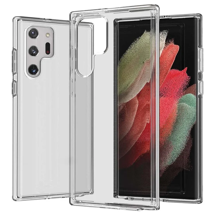 TPU + PC Hybrid Phone Case de 3.0 mm en Espesado Protector de Teléfono Transparente Resistente a la Caída Para Samsung Galaxy S22 Ultra 5G - Transparente