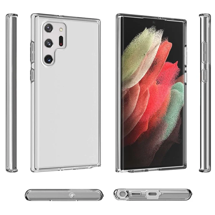 TPU + PC Hybrid Phone Case de 3.0 mm en Espesado Protector de Teléfono Transparente Resistente a la Caída Para Samsung Galaxy S22 Ultra 5G - Transparente
