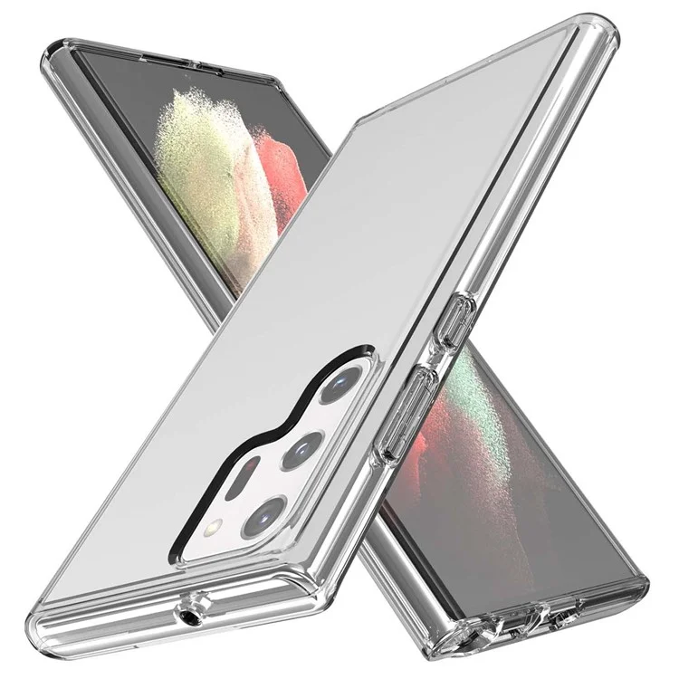 TPU + PC Hybrid Phone Case de 3.0 mm en Espesado Protector de Teléfono Transparente Resistente a la Caída Para Samsung Galaxy S22 Ultra 5G - Transparente