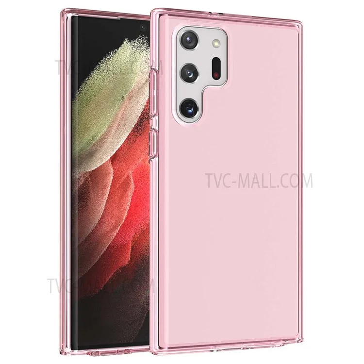 TPU + PC Hybrid Phone Case 3.0mm Thickened Drop-Resistant Transparent Phone Protector for Samsung Galaxy S22 Ultra 5G - Transparent Pink