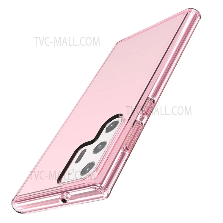 TPU + PC Hybrid Phone Case 3.0mm Thickened Drop-Resistant Transparent Phone Protector for Samsung Galaxy S22 Ultra 5G - Transparent Pink