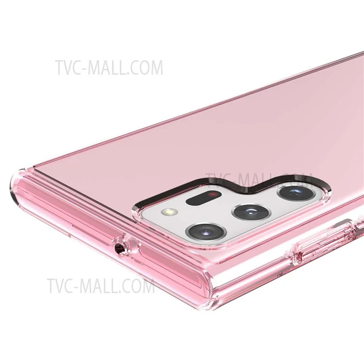 TPU + PC Hybrid Phone Case 3.0mm Thickened Drop-Resistant Transparent Phone Protector for Samsung Galaxy S22 Ultra 5G - Transparent Pink
