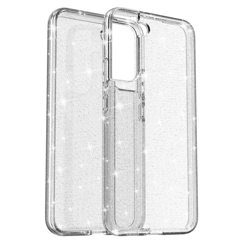 TPU + PC Hybrid Phone Case 2.8mm Thickened Glittering Powder Transparent Drop-Proof Phone Protector for Samsung Galaxy S22 5G - Transparent