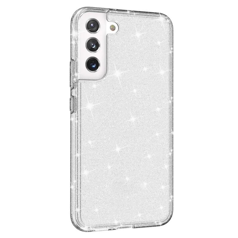 TPU + PC Hybrid Phone Case 2.8mm Thickened Glittering Powder Transparent Drop-Proof Phone Protector for Samsung Galaxy S22 5G - Transparent