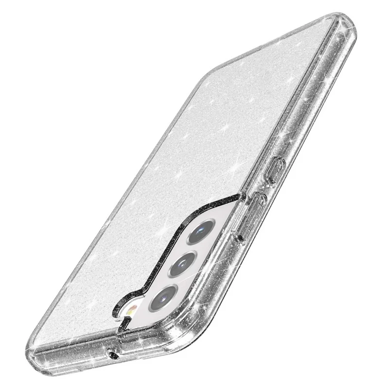 TPU + PC Hybrid Phone Case 2.8mm Thickened Glittering Powder Transparent Drop-Proof Phone Protector for Samsung Galaxy S22 5G - Transparent