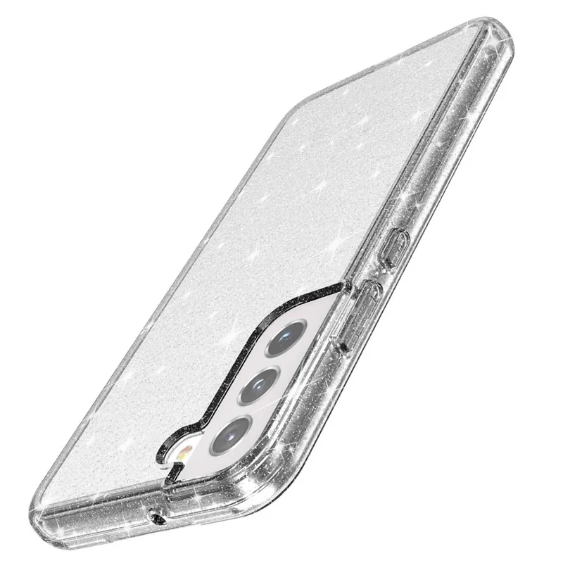 Glitzernder TPU + PC-Handyhülle Glänzender Puder Transparente 3,0 mm verdickte Hybrid-Handyhülle für Samsung Galaxy S22+ 5G - Transparent